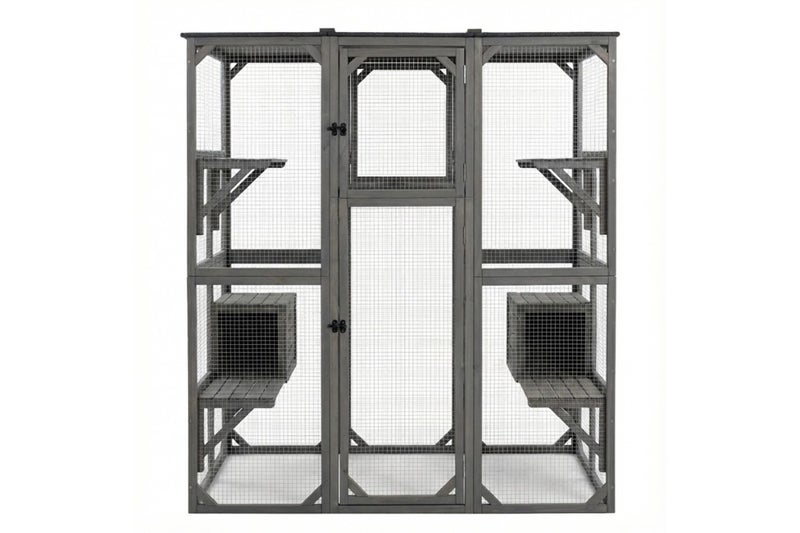 Cattery - cat house. Zoomies Wooden Outdoor Pet Enclosure Catio Carousel 1