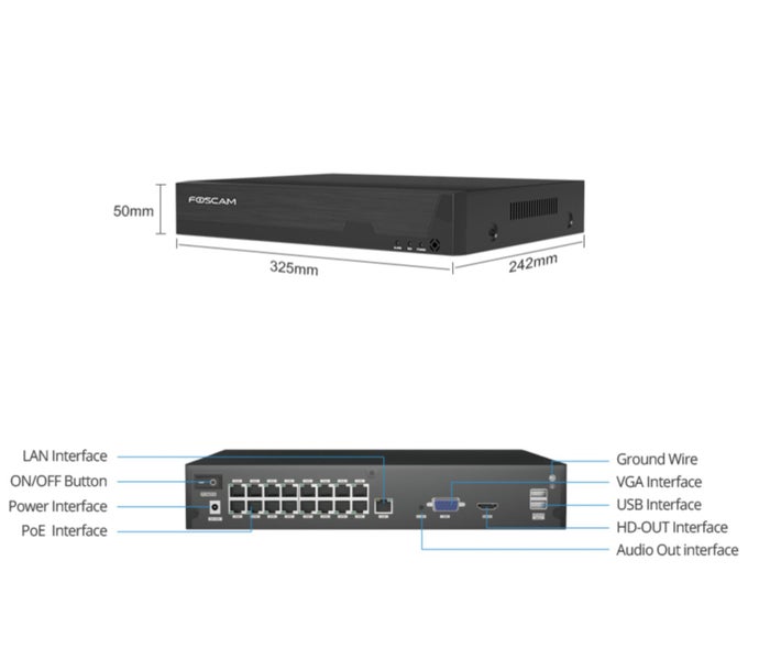 Foscam 16CH 4K PoE NVR 8MP CCTV Recorder 16-Port FNA216HE Carousel 6