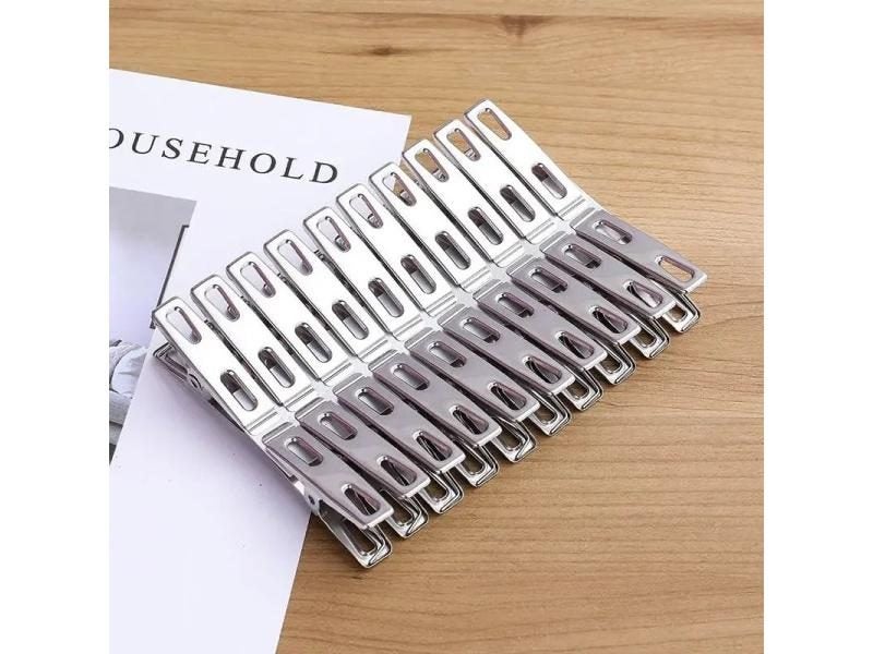 20pcs Stainless Steel Windproof Clothespins For Clothes Sock Document Carousel 2