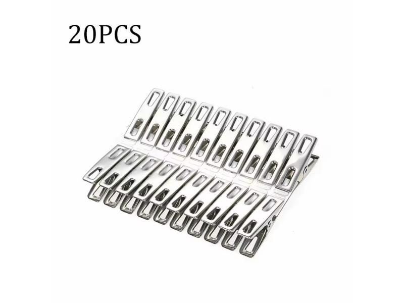 20pcs Stainless Steel Windproof Clothespins For Clothes Sock Document Carousel 1