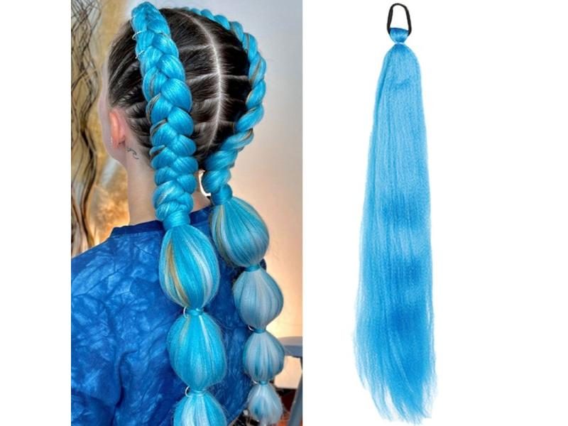 Long Yaki Straight Synthetic Purple Ponytail For DIY Braiding Carousel 1