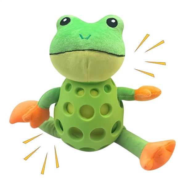 Frog Shape Dog Toy Interactive Fun Game Green Frog Dog Chew Toy with Sound Carousel 2