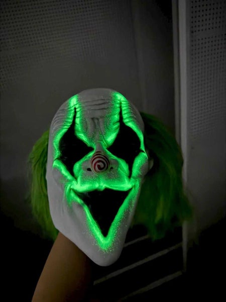 Scary Halloween Clown Mask with Green Glow in the Dark Adult Clown Mask Carousel 2