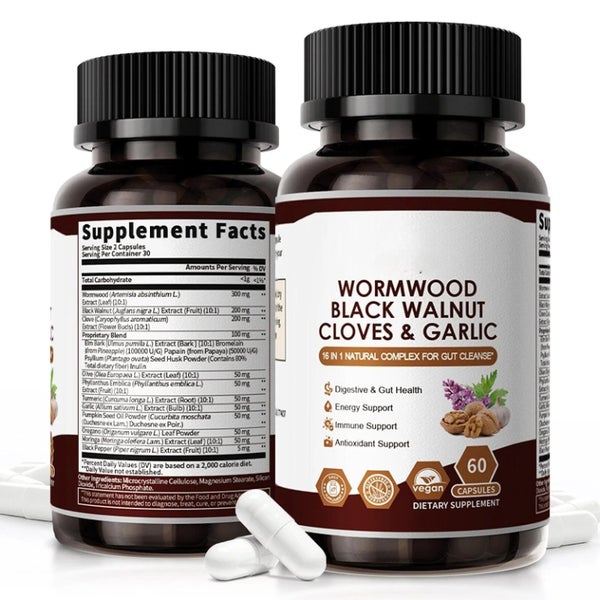 Parasite Cleanse Detox Capsules Herbal Wormwood Clove Garlic Black Walnut Carousel 2