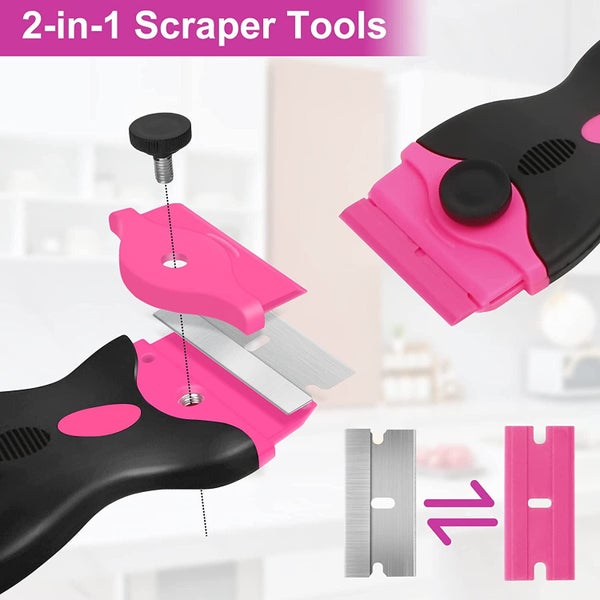 Razor Blade Scraper - Pink Razor Scraper Gift for Women,2-in-1 Scraper Tool S Carousel 2