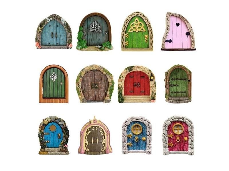 Miniature Garden Tree Doors Wooden Sculptures Christmas Decoration Carousel 2