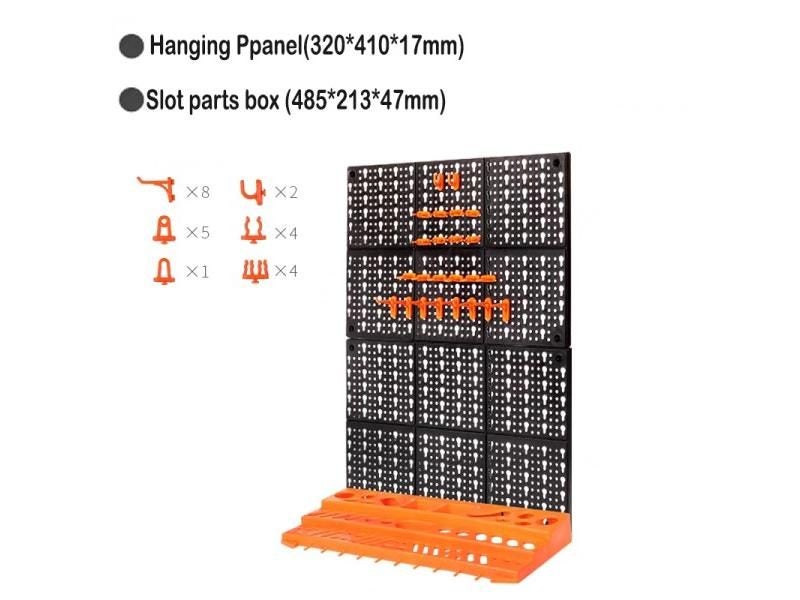 Wall Mounted Plastic Tool Storage Rack With Bins And Plate Hole Carousel 1