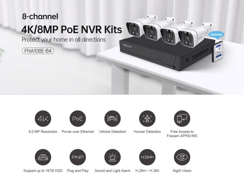Foscam Security Camera Package 8CH NVR + 6 Cameras 4K/8MP FNA108E-B4-2T Carousel 2