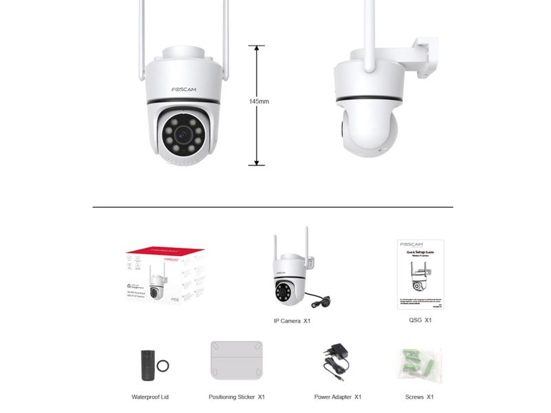 Foscam PD5 3K 5MP Outdoor PTZ WiFi IP Security Camera Dual-Band Carousel 9