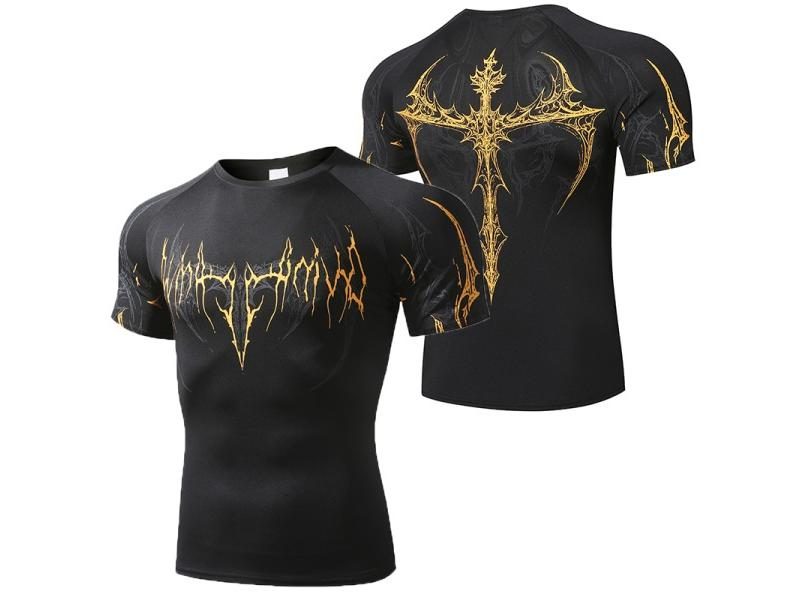 Men's Compression Fitness Tight T-shirt Black Carousel 1