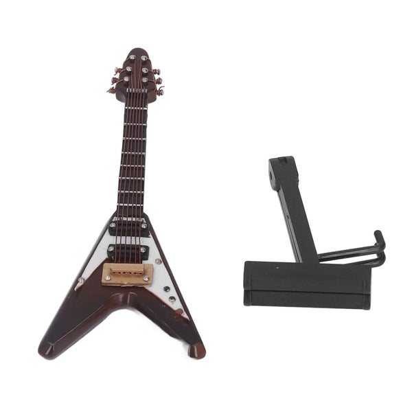 Miniature Dollhouse Musical Instrument Set, Miniature Wooden Guitar Model Dol Carousel 1