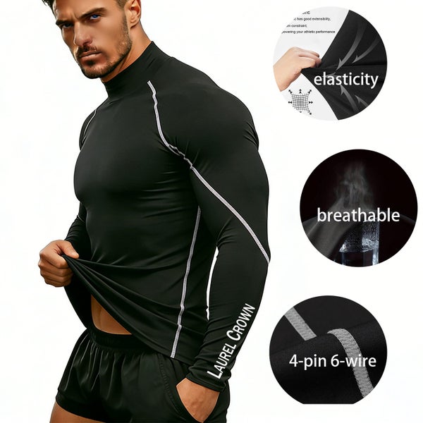 Men's Long Sleeve Compression Fitness Training Tops Carousel 2