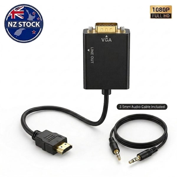 HDMI to VGA Adapter 1080P with Audio | NZ Stock Fast Shipping Carousel 1