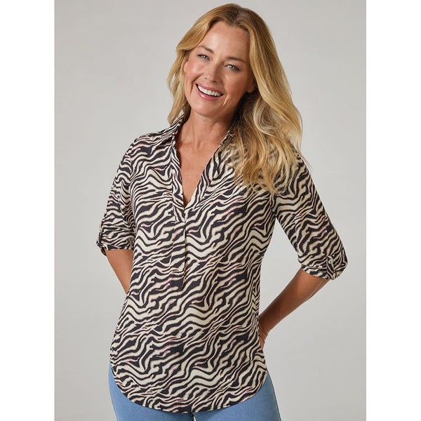A delightful top - size 12 /14 - half placket shirt in a stunning print -