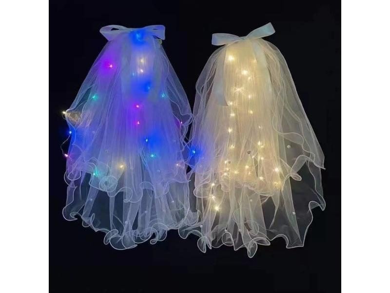 Glow In The Dark Wedding Veil With Pearl And Bowknot Carousel 2