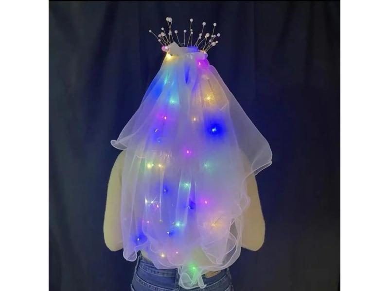 Glow In The Dark Wedding Veil With Pearl And Bowknot Carousel 1