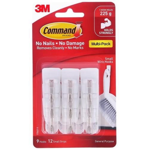 3M 7100338219 Command Hook 17067 Small White Wire, Value Pack of 9 [7100338219] Carousel 1