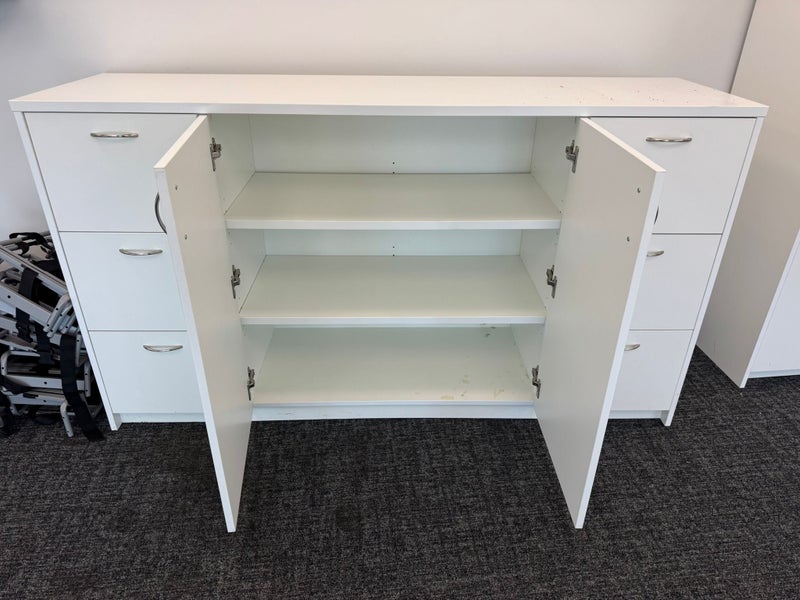 White Commercial Office Credenza – 180cm | 6 Drawers & Centre Cabinet Carousel 3