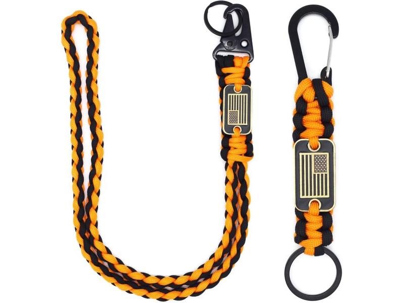 2 Pcs Heavy Duty 550 Braided Paracord Lanyard For Keys Camping Hiking Carousel 1