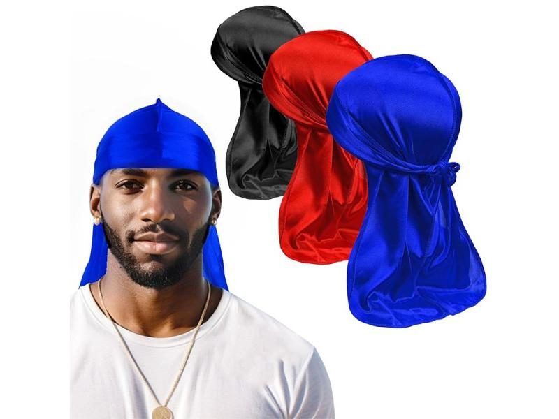 Silk Satin Durag Biker Headwrap Pirate Hat Hair Accessories Carousel 1
