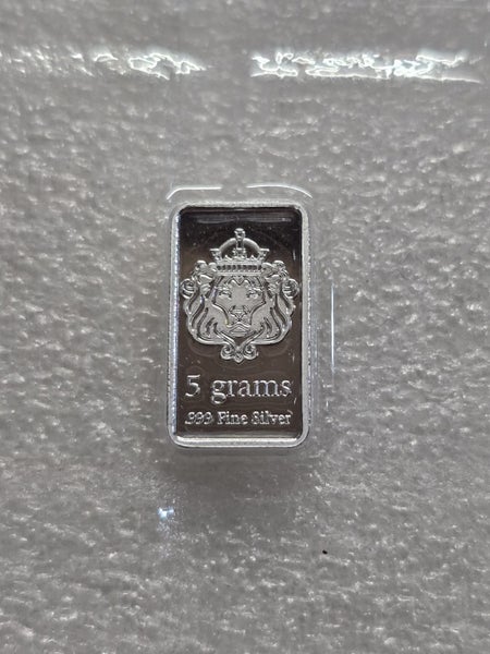 $1 RESERVE!! Scottsdale 5 Gram .999 Silver Lion Bar in mint sealed sheet Carousel 1