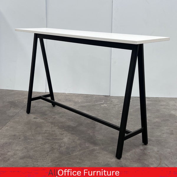 Haworth Breakout Table / Bar Leaner – 180x| White Top | Black A-Frame Carousel 1