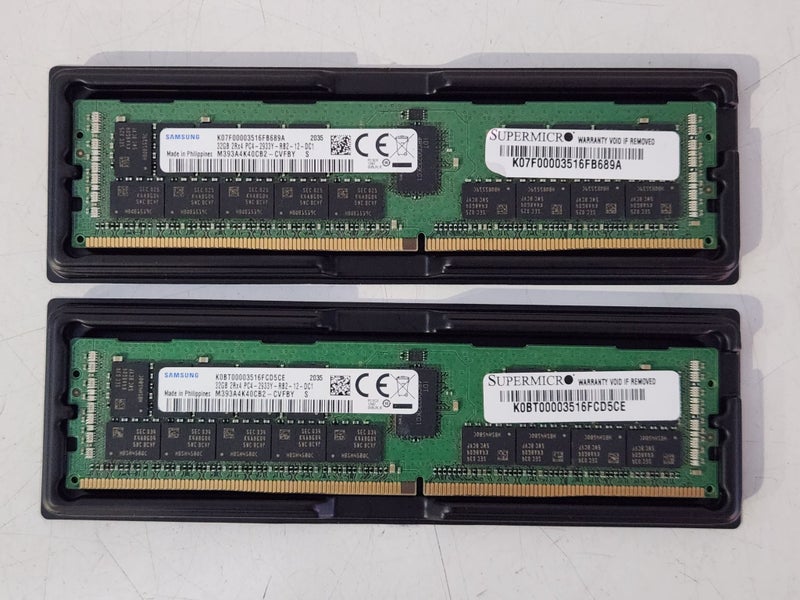 - Supermicro Samsung 64GB Kit (32GB x2) PC4-23400 DDR4-2933 2RX4 Ecc Memory Carousel 1