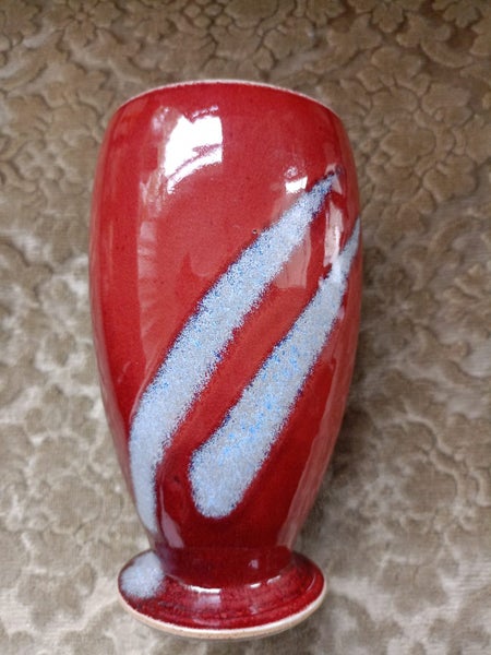 Retro Ceramic RED and Grey Lustre Vase from NZ's Anathoth Pottery Carousel 2