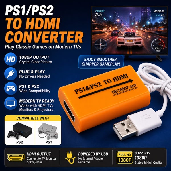 PS1/PS2 to HDMI Converter 1080P – Play on Modern TVs NZ Stock Carousel 1