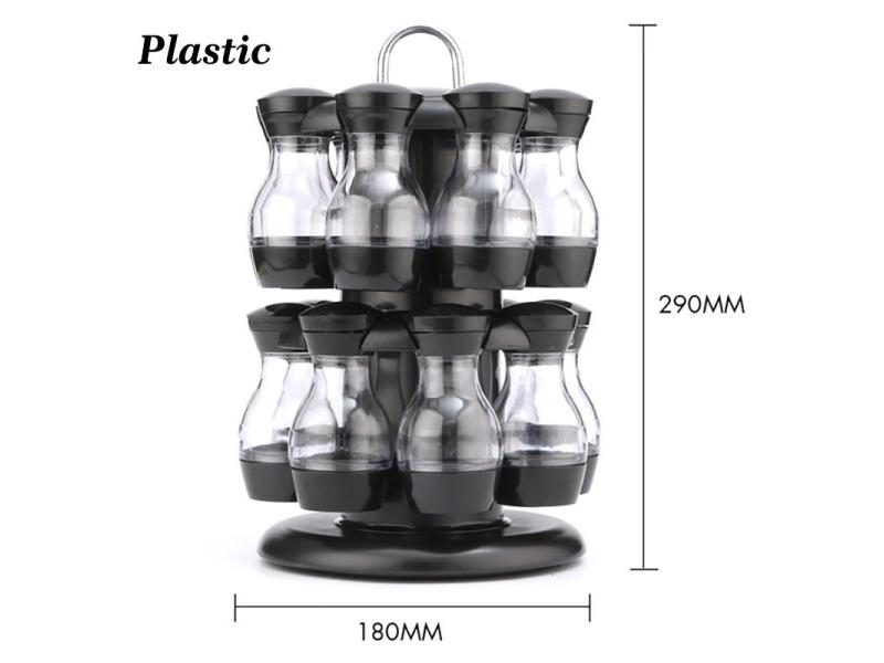 Spice Jar Set Glass Organizer Pepper Shaker Flavor Container Seasoning Pot Carousel 1