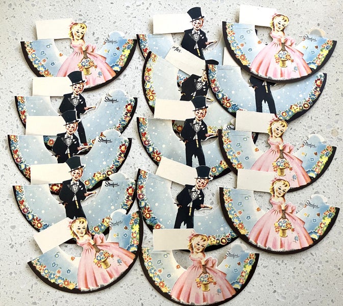 Victorian era unused dining table name placements. Carousel 1