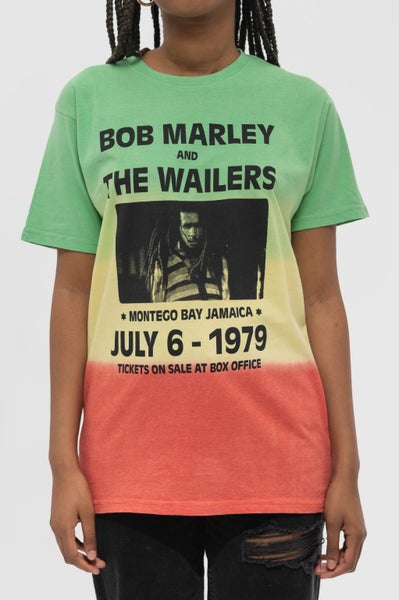 Bob Marley T Shirt Montego Bay Concert Flyer new Official Unisex Dip Dye Green Carousel 3