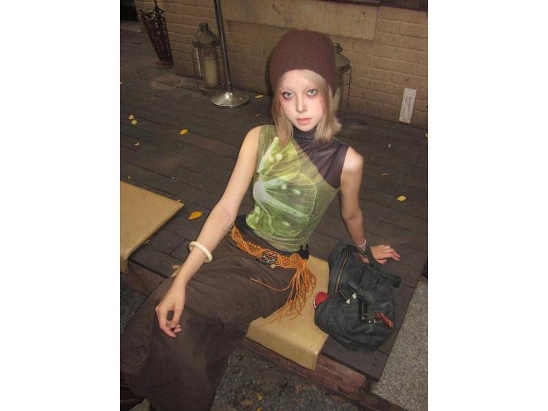 Sheer Mesh Patchwork Sleeveless Gothic Tank Top Carousel 1