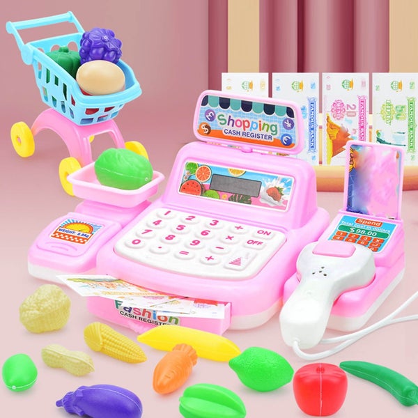 Pretend Play Calculator Cash Register Toy Gift for Kids Girls 3, 4, 5, 6, 7, Carousel 1