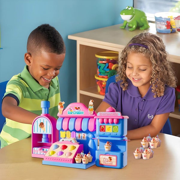 Plastic Ice Cream Toys Kids Kitchen Play Store for Toddlers Girls, Play Kitch Carousel 9