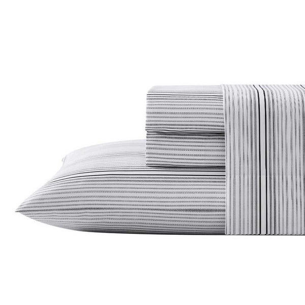 Kenneth Cole Lexington Stripe Sheet Set Black & White King 4pce Carousel 2