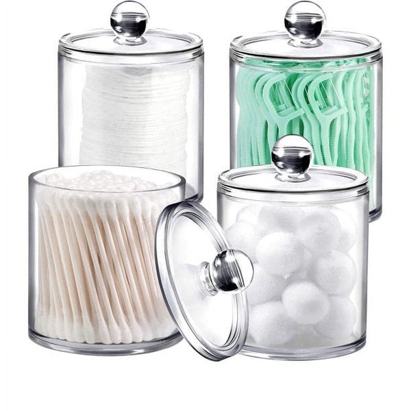 4 Pack of 15 Oz. Plastic Acrylic Bathroom Vanity Countertop Canister Jars wit Carousel 1