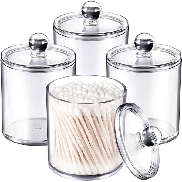 4 Pack of 15 Oz. Plastic Acrylic Bathroom Vanity Countertop Canister Jars wit Carousel 2