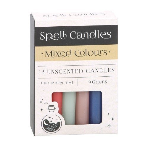 Set of 12 Mixed Colour Unscented Spell Candles Carousel 1