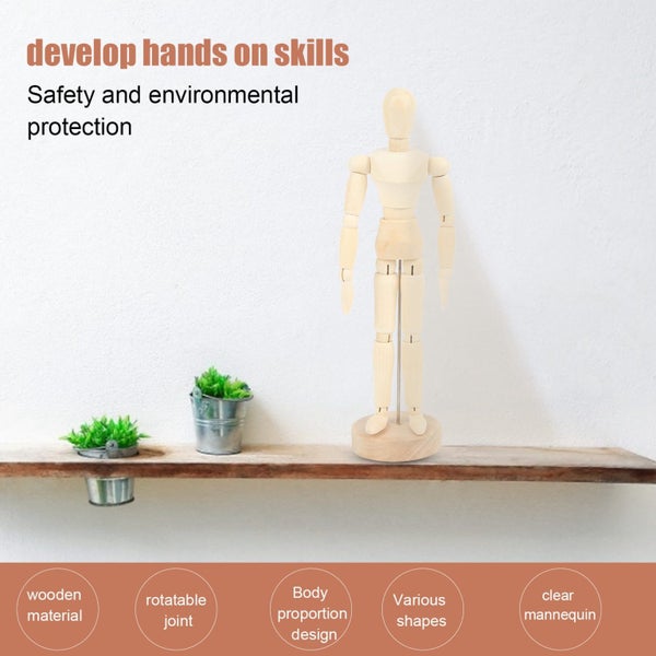 Artist Wooden Manikin Mannequin 8 Inch Manikin Flexible Joints Puppet Drawing Carousel 2