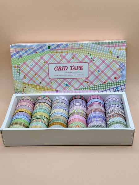 60pc Pastel Grid Washi Tape Set Carousel 1