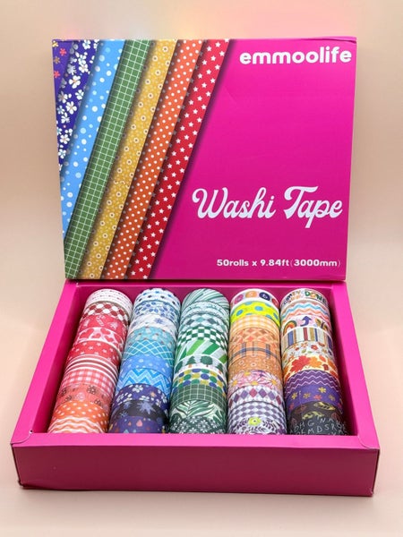 Emmoolife 50pc Colour Mix Pattern Washi Tape Set Carousel 1