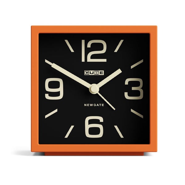Newgate Cube Mantel Clock-Pumpkin Orange Carousel 1