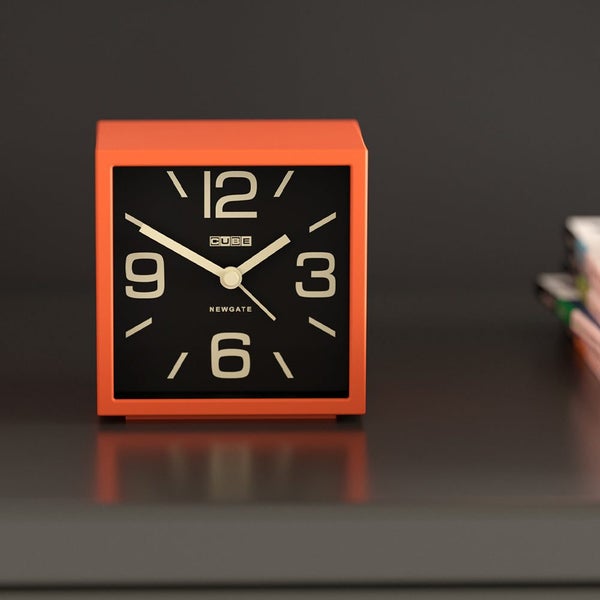 Newgate Cube Mantel Clock-Pumpkin Orange Carousel 2