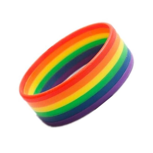 Unisex LGBT Rainbow Wristband Six-Color Gay Pride Silicone x 5 Carousel 2