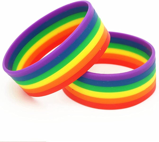 Unisex LGBT Rainbow Wristband Six-Color Gay Pride Silicone x 5 Carousel 5