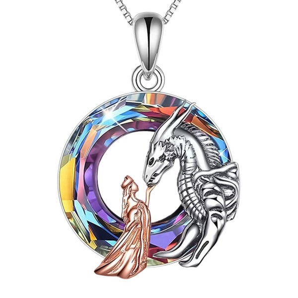 The Dragon and the Queen Necklace Dragon Pendant Jewelry Necklace Gift for Women Carousel 1