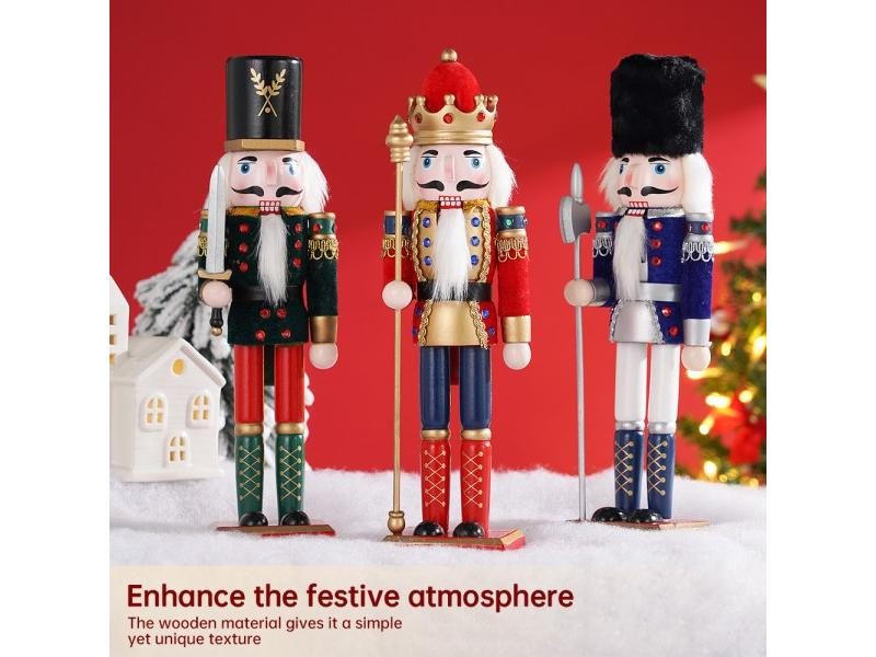 30CM Nutcracker Wooden Soldier Doll Puppet Christmas Decoration Carousel 2
