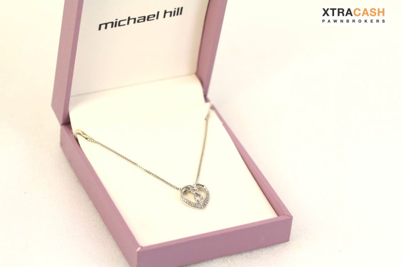 Sterling Silver and Diamond Infinity Heart Pendant and Chain Carousel 1