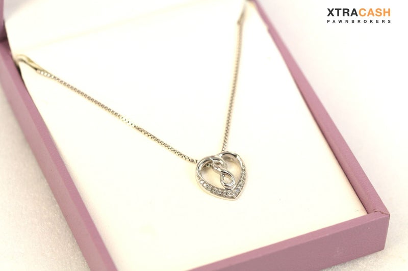 Sterling Silver and Diamond Infinity Heart Pendant and Chain Carousel 2